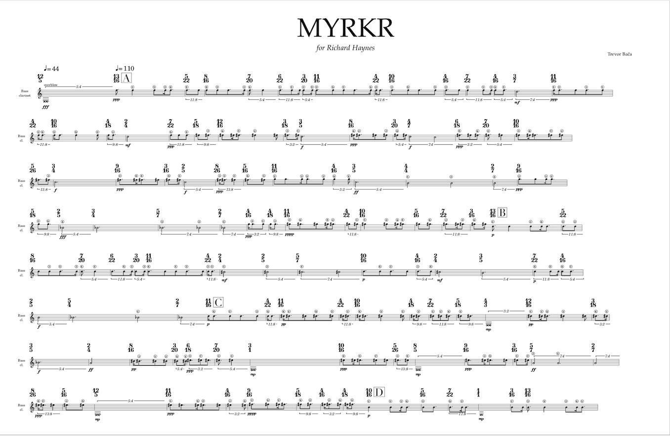 Page 1 of Myrkr,
by Trevor Bača.